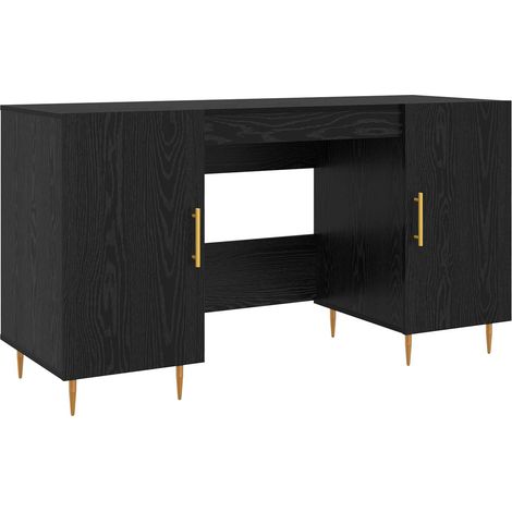 Maison Exclusive - Schreibtisch mit Regal Schwarz Eichen-Optik 14