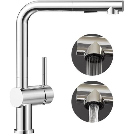 Mitigeur de Cuisine avec Douchette Extractible - Robinet Cuisine avec 2 Modes de Sortie D'eau - Mitigeur d'Évier en Inox Chrome (1/5)