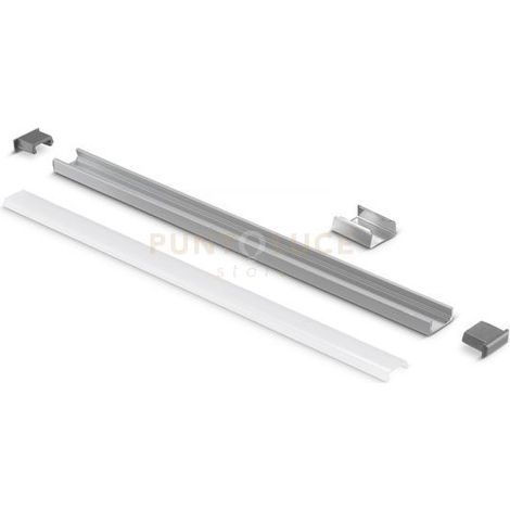 GSTP61- PROFILO IN ALLUMINIO INSTALLAZIONE A PLAFONE PER MOBILI/SOFFITTO/PARETE SEZIONABILE COLORE GRIGIO DIFFUSORE INCASSO