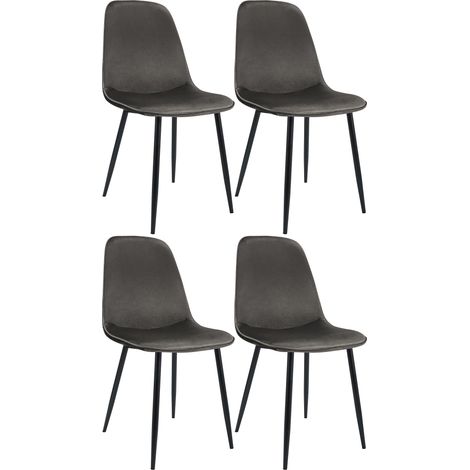 Set di 4 sedie da pranzo Maryam antracite Velluto