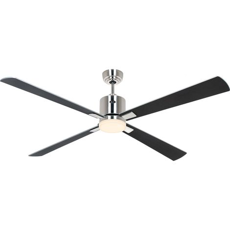 Ventilateur de plafond ECO NEO III 152, Chrome brossé - Wengé/Argent, Wi-Fi avec éclairage (1/2)