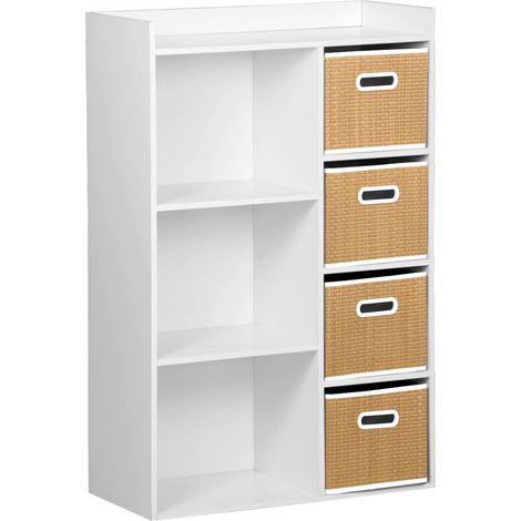 Children's storage unit with 4 plant fibre baskets, Camille, Natural, 129.5x62x96 cm (1/5)