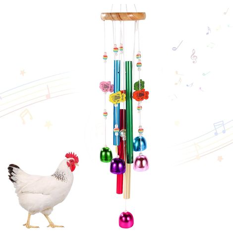 Jouets pour Poules, Jouets d'Enrichissement Carillons Éoliens Colorés Décoration Artistique à Suspendre avec Clochettes Accessoires pour Poulailler Oiseaux Perroquets Perruches Inséparables (1/5)