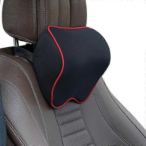 Oreiller de tête de voiture (bordure noire et rouge) - Oreiller cervical en mousse à mémoire de forme - Accessoires intérieurs - Bon état (1/4)