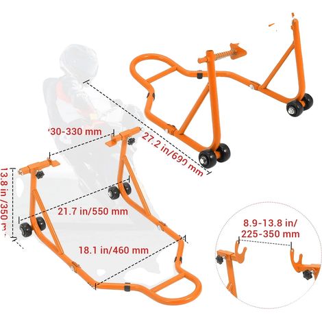 Support de Moto, Haute Capacité de Charge, Design Réglable, Orange (1/2)
