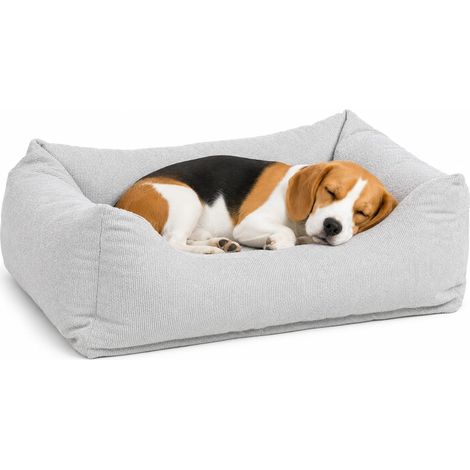 Panier Chien - Coussin Chien et Chat orthopédique à mémoire de Forme - Rectangle Gris Clair - 80 x 67 x 22 cm - Déhoussable - Lavable à 30°C (1/5)