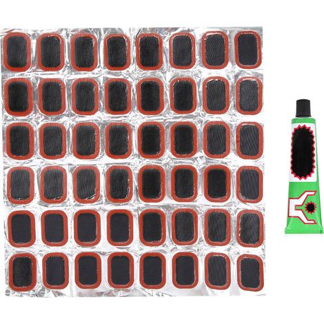 Kit de réparation professionnel pour pneus de vélo, 48 pièces, avec rustines, colle et outils. (1/5)