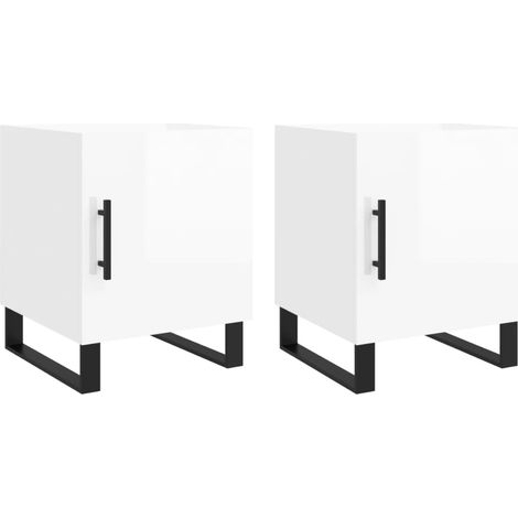 Set 2 comodini con vano con anta 40 x 40 x 50 cm MDF bianco e ferro DEC035030