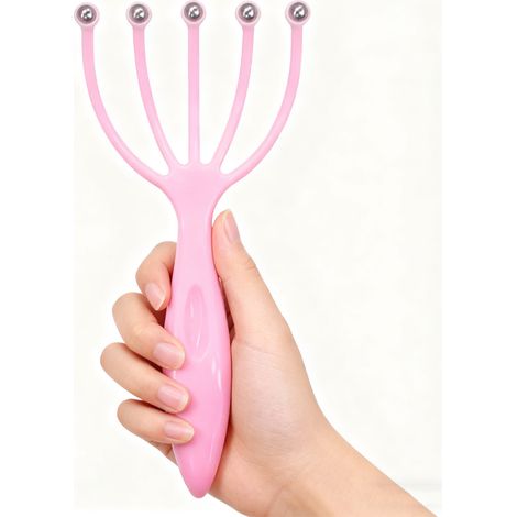 [Massageur pour le Cuir Chevelu] Massager avec Boules en Acier Inoxydable pour Détente et Décompression - Rose (1/5)