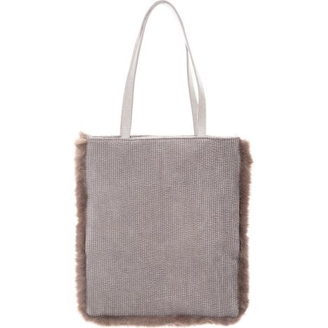 Einkaufstasche mit Pelz besatz, SCHOPPING BAG, 38 x 40 cm