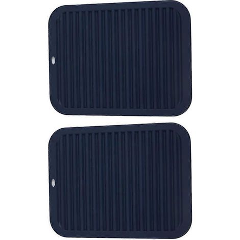 Tapis égouttoir en silicone, trépied en silicone pour plaques et poêles chaudes, et dessous de plat pour plan de travail - Bleu marine (1/5)