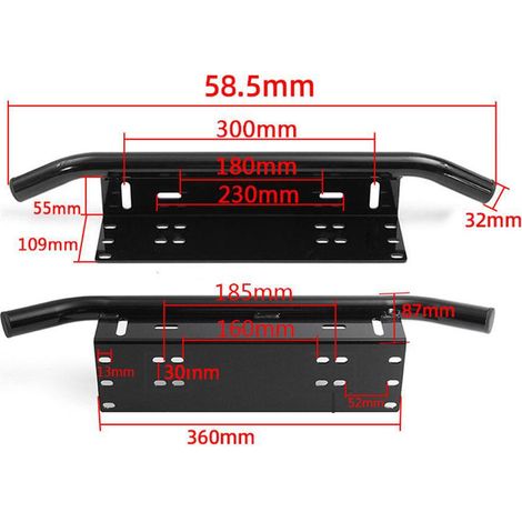 Support de modification de plaque d'immatriculation, support de phare de travail longue portée pour pare-chocs avant de véhicule tout-terrain, support anti-collision en alliage d'aluminium