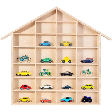 Vitrine Murale Bois Naturel 28 Compartiments - 56 x 50 x 3,5 cm (1/4)