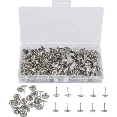 Clou de Tapissier - 400 Pièces - 11 mm x 16 mm - Argent - Pour Canapé Fauteuil Lit Meuble - Décoration Intérieure DIY (1/5)