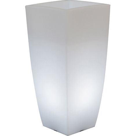 Vaso Luminoso Quadrato 33x33x70 cm Bauer Home Light Ghiaccio e Bianco