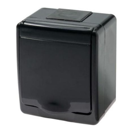 Enchufe herm茅tico individual Beta, negro, tapa negra, IP44 /D.3710CG/1/