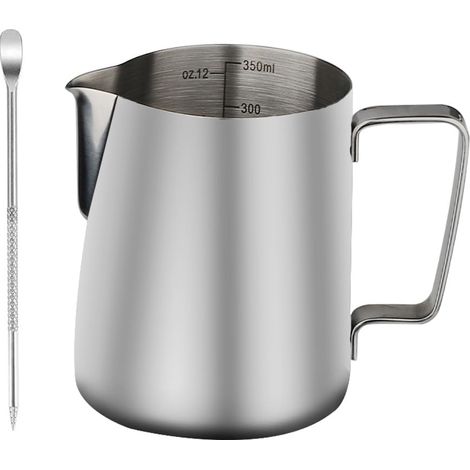 Mug/pichet à lait/mousseur à lait en acier inoxydable de 600 ml, idéal pour la maison ou les cafés.