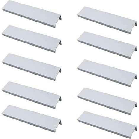 (Bianco) Confezione da 10 Maniglie Nere, Maniglie per Mobili Nere - Maniglie Invisibili, Maniglie Nere per Mobili da Cucina, Maniglie per Mobili in Lega di Alluminio Nero Opaco, Interasse Fori 128 mm 