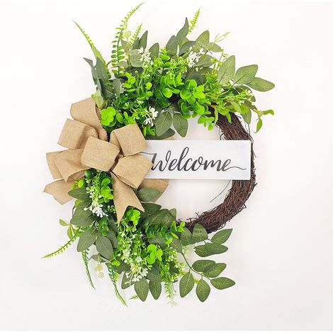 Guirlande En Rotin Synthétique - Pour Porte D Entrée Intérieur Ou Extérieur - Diamètre 30 Cm - Fleur Artificielle De Saison - 1 Pièce (1/5)