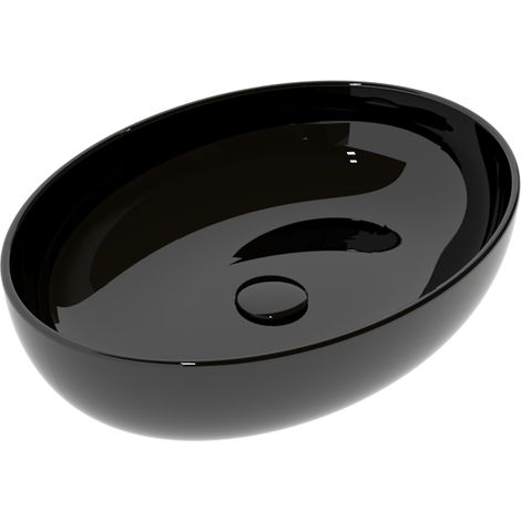 Lavabo Easy appoggio 55x42 ovale in ceramica nero lucido di