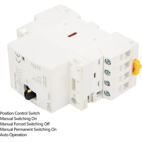 Contacteur secteur domestique 4P 25A 220V 50Hz sur rail DIN avec interrupteur de commande manuel (1/5)