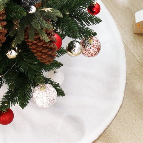 Sollbry Jupe de Sapin de Noël Peluche Blanc pour Arbre de Noël Tapis d'arbre de Noël pour Décorations de Fête de Vacances d'arbre de Noël, Maison, Vacances (Blanc,120cm) (1/5)
