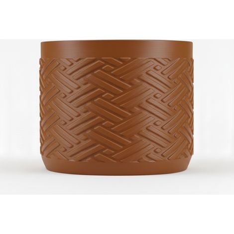 Cache-pot tressé marron, style japonisant scandinave moderne (1/3)