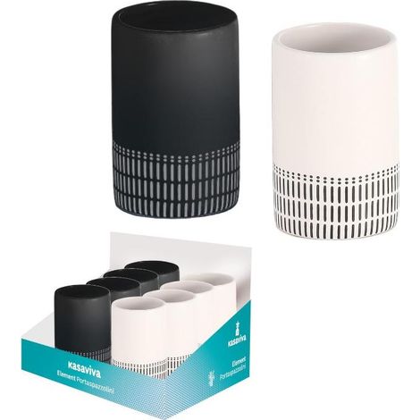 1 Pezzo Bicchiere Portaspazzolini in Ceramica Element 2 Colori (1/2)