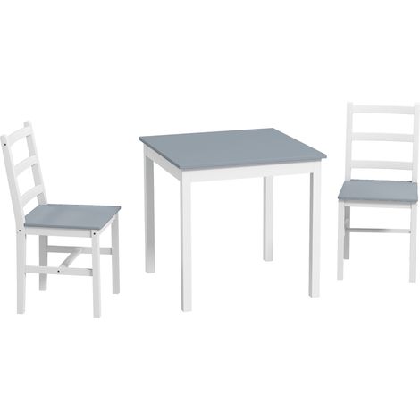 Conjunto de mesa y 2 sillas 75x75x73 cm de madera gris y blanco para cocina – MEUBLIV (1/5)
