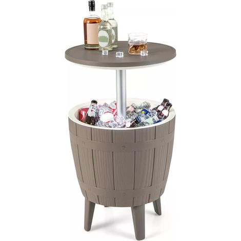 37L Cooler Bar Table Outdoor Cooler Side Table w/ Telescopic Tabletop (1/5)