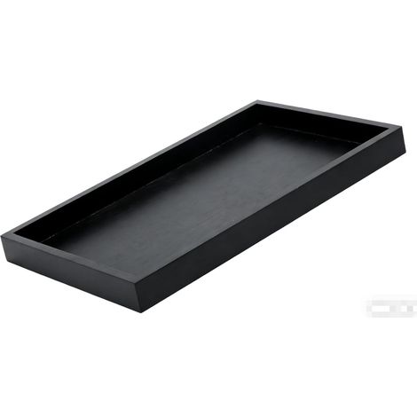 1 Plateau de service, Bois de pin, Rectangulaire noir, 32x20x2cm, Pour cuisine, Salle de bain, Restaurant (1/5)