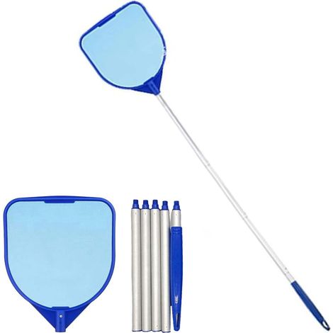 Pool-Skimmer-Kescher mit Teleskopgriff, langer Teich-Skimmer-Kescher mit Teleskopgriff, feinmaschiger Rechen zum Reinigen von Schwimmbädern, Spas und Teichen