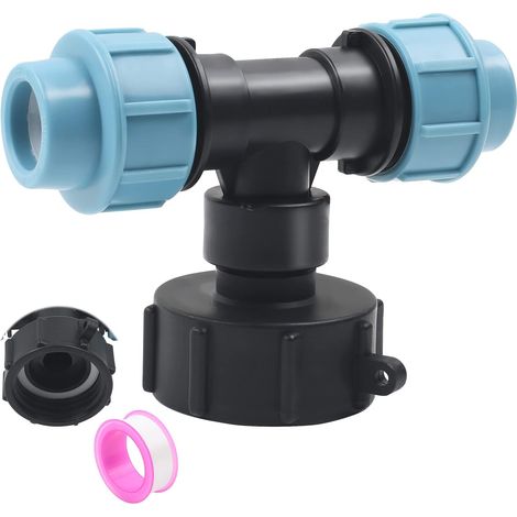 IBC Raccord fileté de réservoir S60X6, pièce en T pour raccord de tuyau de 25 mm (1/5)