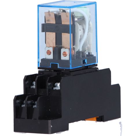 Relais LY2NJ 8 broches avec socle et voyant LED, 10A 24V DC, pour applications industrielles et contrôle de moteurs.