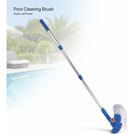 Brosse Aspirateur Piscine Plastique Jet d'Eau avec Perche Télescopique 113,5cm pour Spa Étang Fontaine Nettoyage Facile (1/5)
