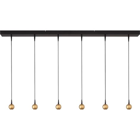 Lampe suspendue à 6 lampes Talana noir avec or Ø 6cm DTW - 2411-05-02-130-6 (1/3)