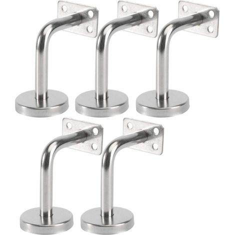 5-Piece Steel Handrail Brackets, Wall-Mounted Handrail Brackets for Indoor and Outdoor Stairs, Wooden Stair Railing, Stair Rail (6x8x5cm/2.7x3.1x2.0in) (1/4)