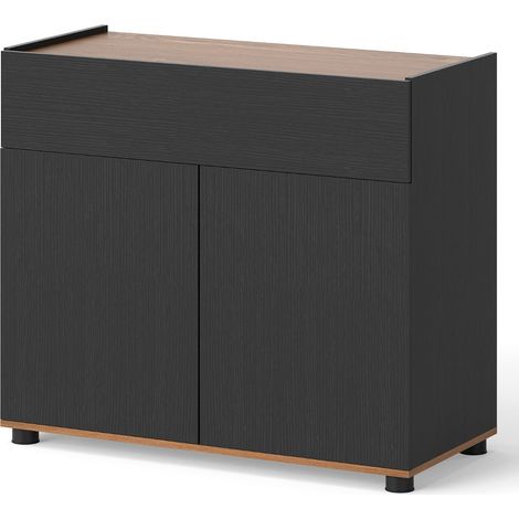 Credenza moderna con contenitore 80 x 35 x 70 cm design pulito stabilità rinforzata MDF nero 200017522