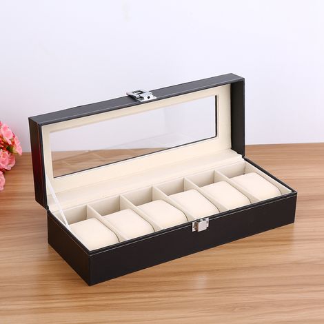 SJLERST Boîte de Rangement de Montre, Extérieur en Cuir de Haute qualité, Intérieur en Velours Doux, Serrure à clé en Métal pour Plus de sécurité, Design élégant (1/5)
