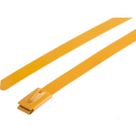 Serre-câble RS PRO Jaune en Acier inoxydable revêtu de polyester, 360mm x 7,9 mm ( Prix pour Sachet de 100 )