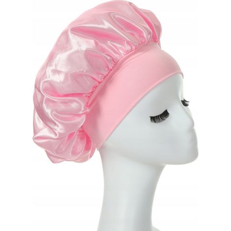 Gorro/toalla para secar el cabello durante la noche despu茅s del ba帽o, color rosa.