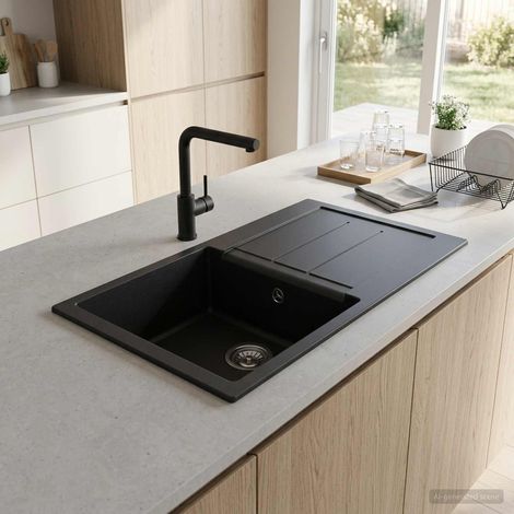 vidaXL Lavello cucina una vasca Granito 78 x 50 x 20 cm Grafite