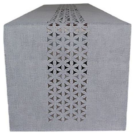 Chemin de table à découpes perforées à angle plat - une seule couche, gris clair - 35 x 183 cm (1/5)