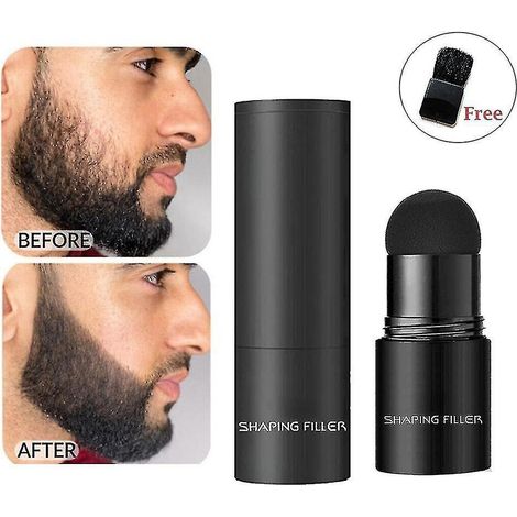 Bartfüller-Puder, Barthaarfüllpad, wasserfestes Pad zum Reparieren und Formen von Schnurrbärten, Bartstift für Männer – Dunkelbraun