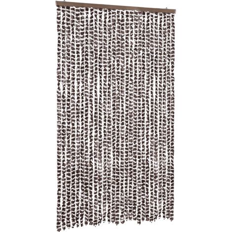 Rideau anti-mouches marron et blanc 118x220 cm chenille CFW65146 (1/5)