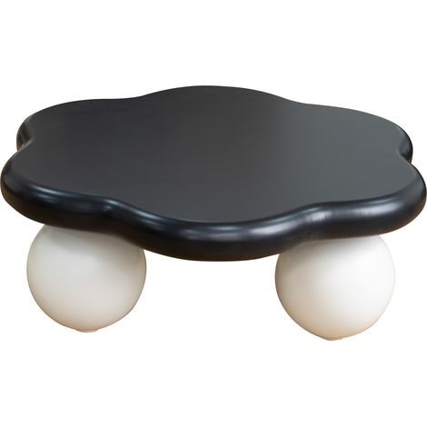 Tavolino da salotto a nuvola nero e bianco 79x79x31 cm in MDF con gambe sferiche MODENUIT (1/5)