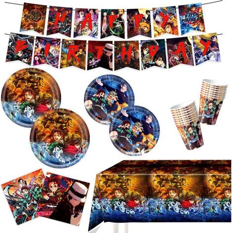 Lot de 52 de Vaisselle Assiette Anniversaire Enfants Fête Assiettes en carton Serviette Gobelets-Motif 2 (1/5)
