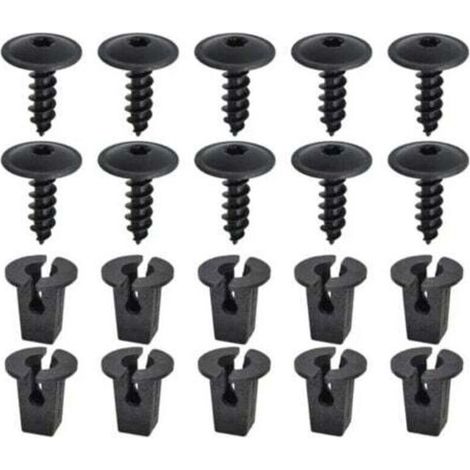 Lntyq Ensemble de clips de fixation pour voiture, 20 Pièces Vis Tôle Pour Garde, Vis Ailes Sous Le Capot Du Moteur, Agrafes Carrosserie pour Pare-Chocs Porte de Voiture Fender Push Kit de Remplacement (1/4)