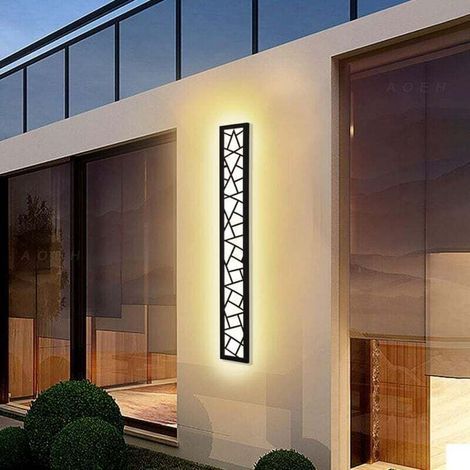Applique Murale Longue étanche Ip65 Eclairage Mural LED En Intérieure Et Extérieure, Aluminium Nid D'oiseau Pour Terrasse Jardin Garage, Blanc Chaud, L60cm 1 [Classe énergétique B] (1/4)