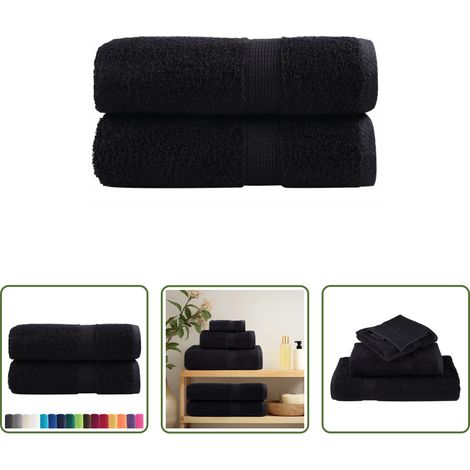 vidaXL Gesichtstuch - Premium-Gästetücher SOLUND 2 Stk. Schwarz 30x50 cm 600 g/m² (1/5)
